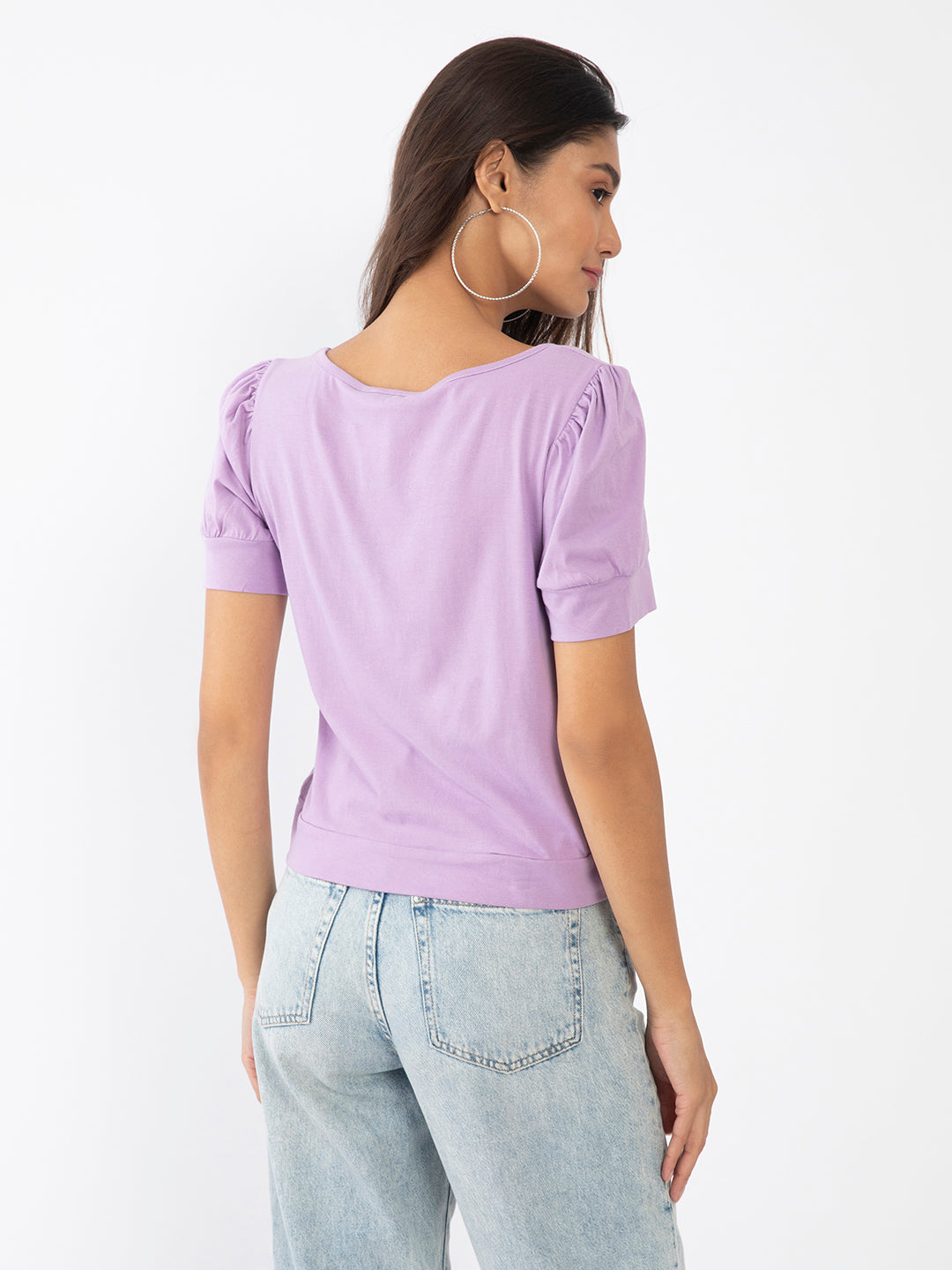 Purple Solid Crop Top
