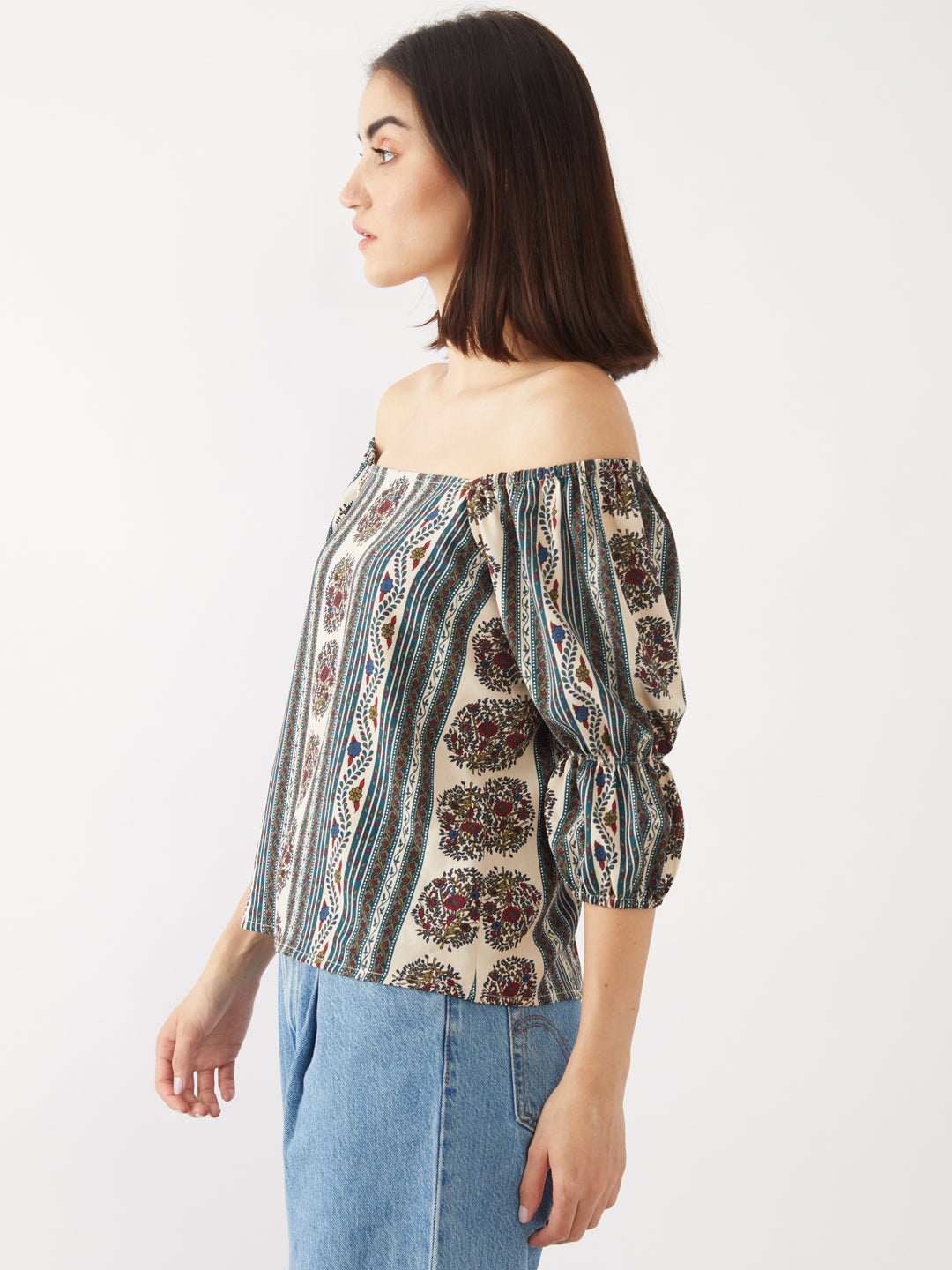 Multicolored Floral Print Top For Women