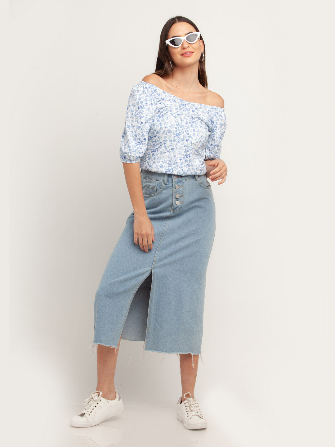 White Solid Short Sleeves Top