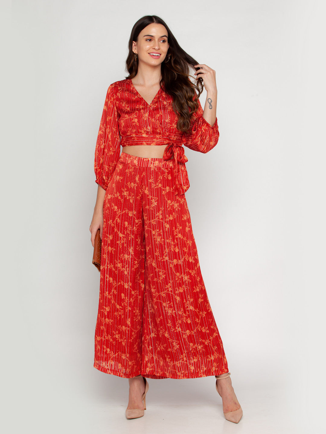 Rust Printed Tie-Up Top