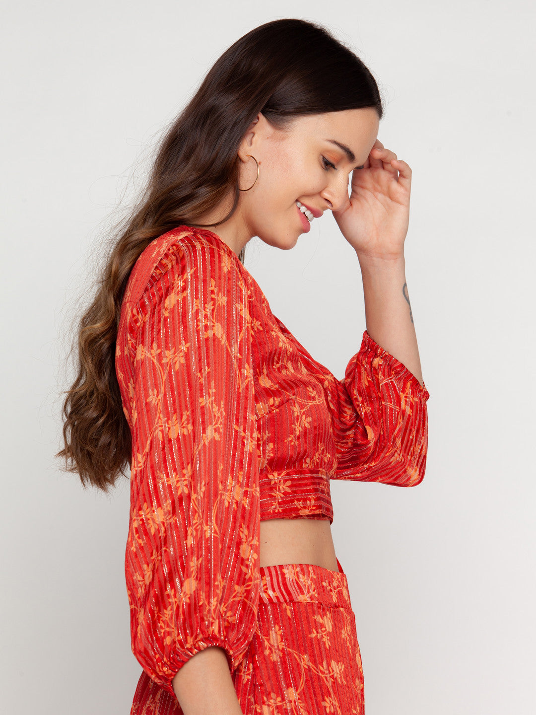 Rust Printed Tie-Up Top