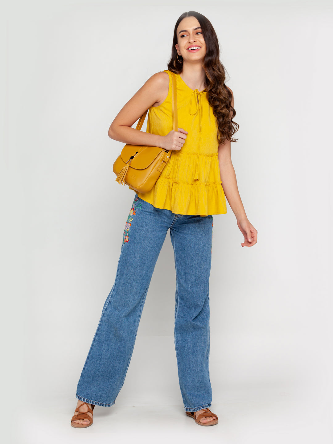 Mustard Solid Tie-Up Top