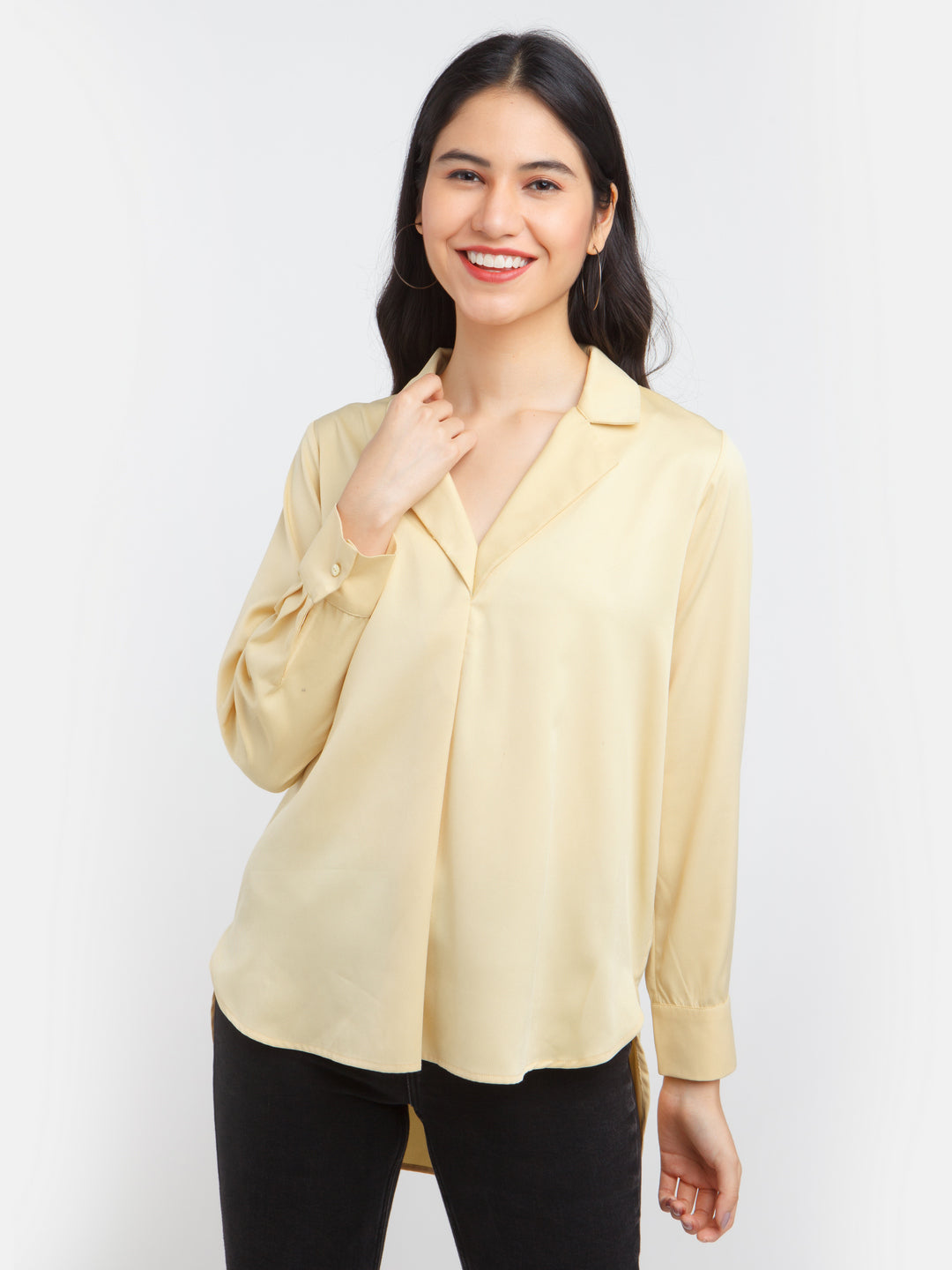 Yellow Solid Straight Shirt