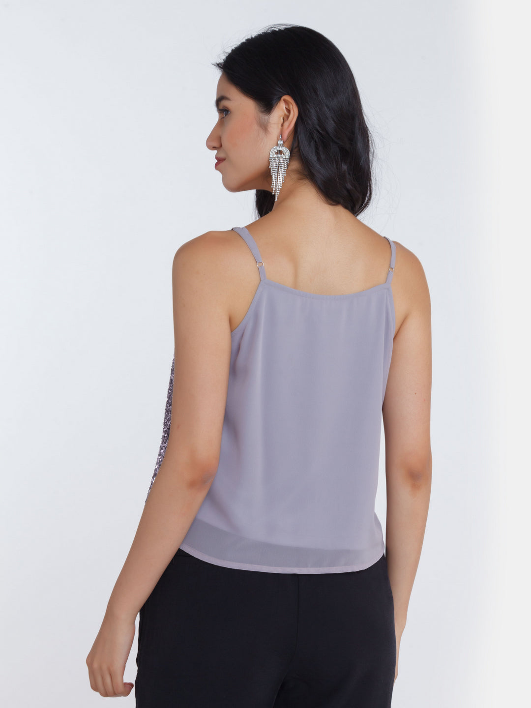 Grey Embellished Strappy Top