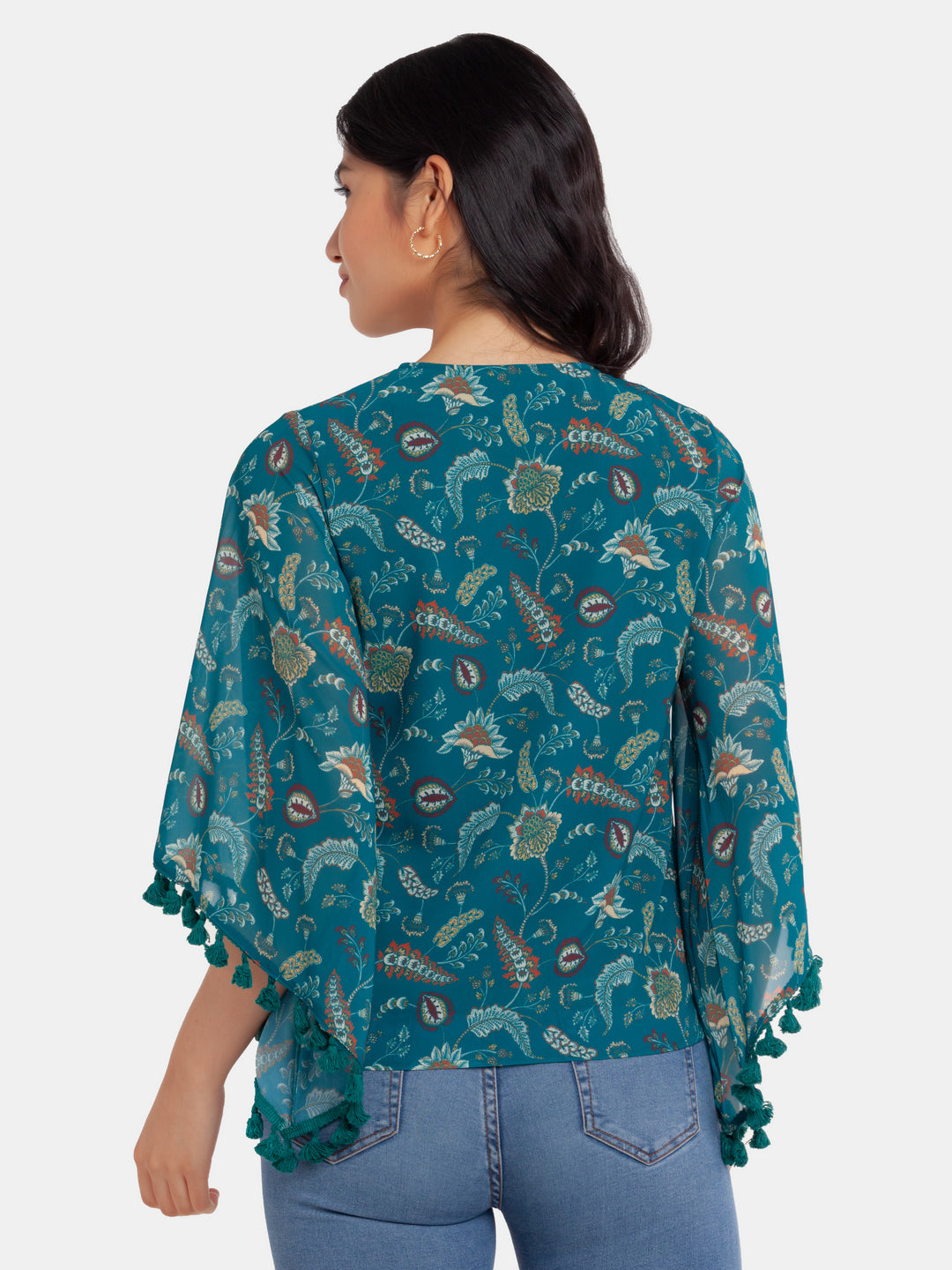 Green Printed Tie-Up Top