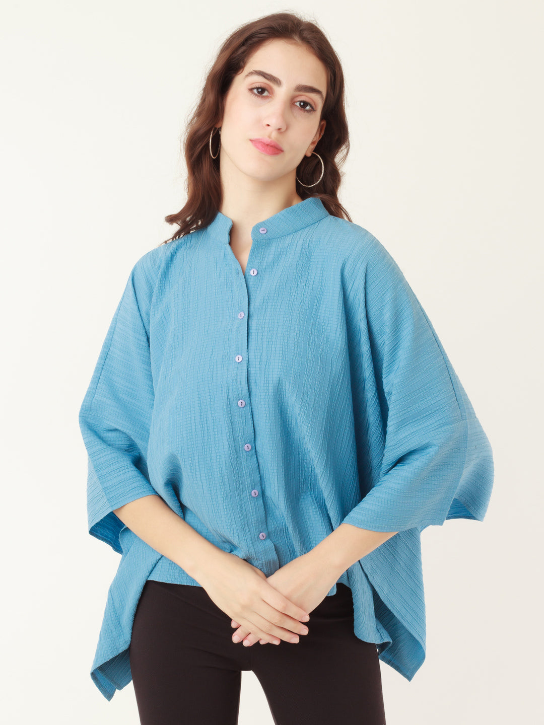 Blue Solid Kimono Shirt