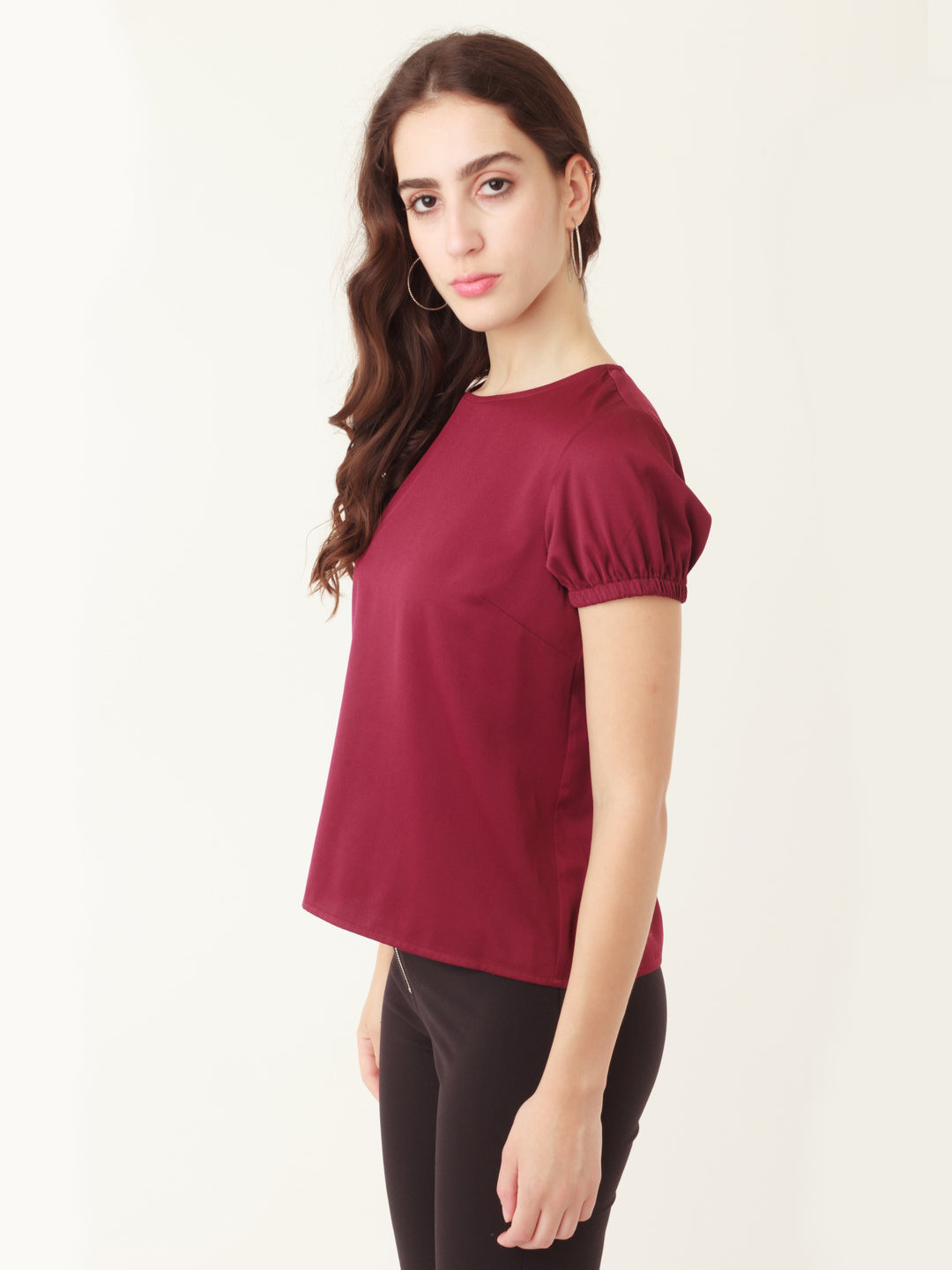 Red Solid Regular Top