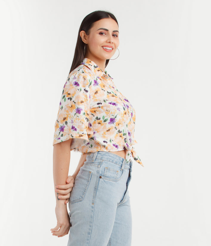 Multicolor Printed Tie-Up Top