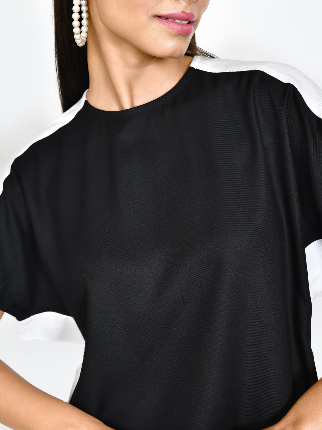 Black Colourblocked Top