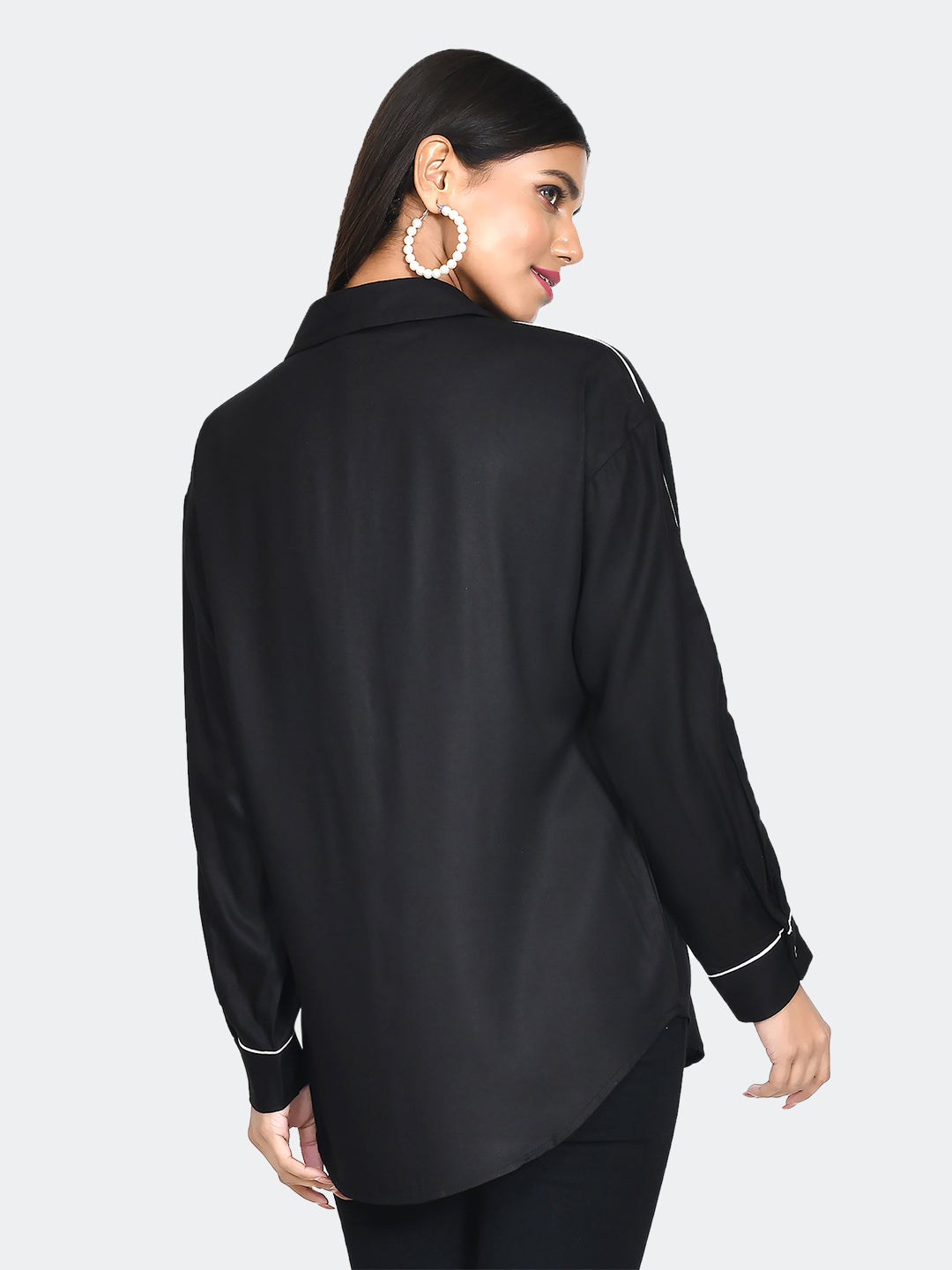 Black Solid Oversized Shirt