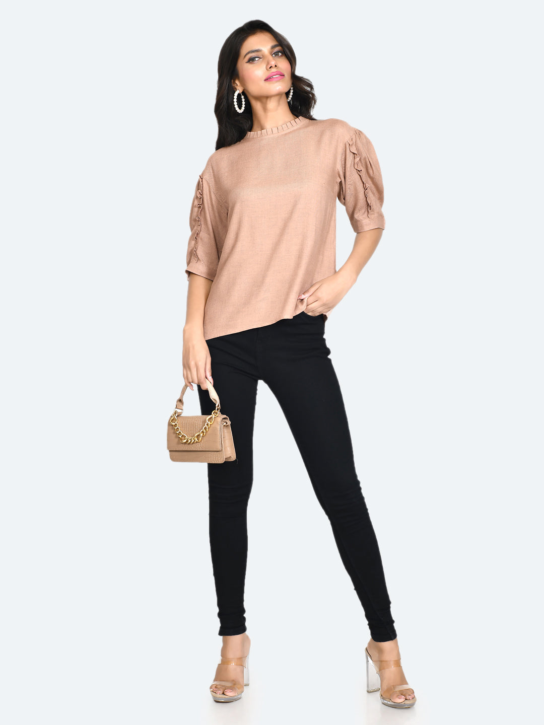 Brown Solid Regular Top