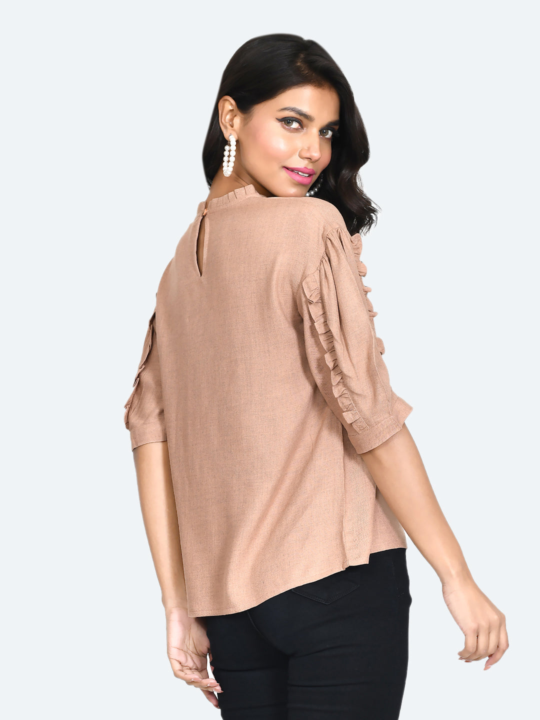 Brown Solid Regular Top