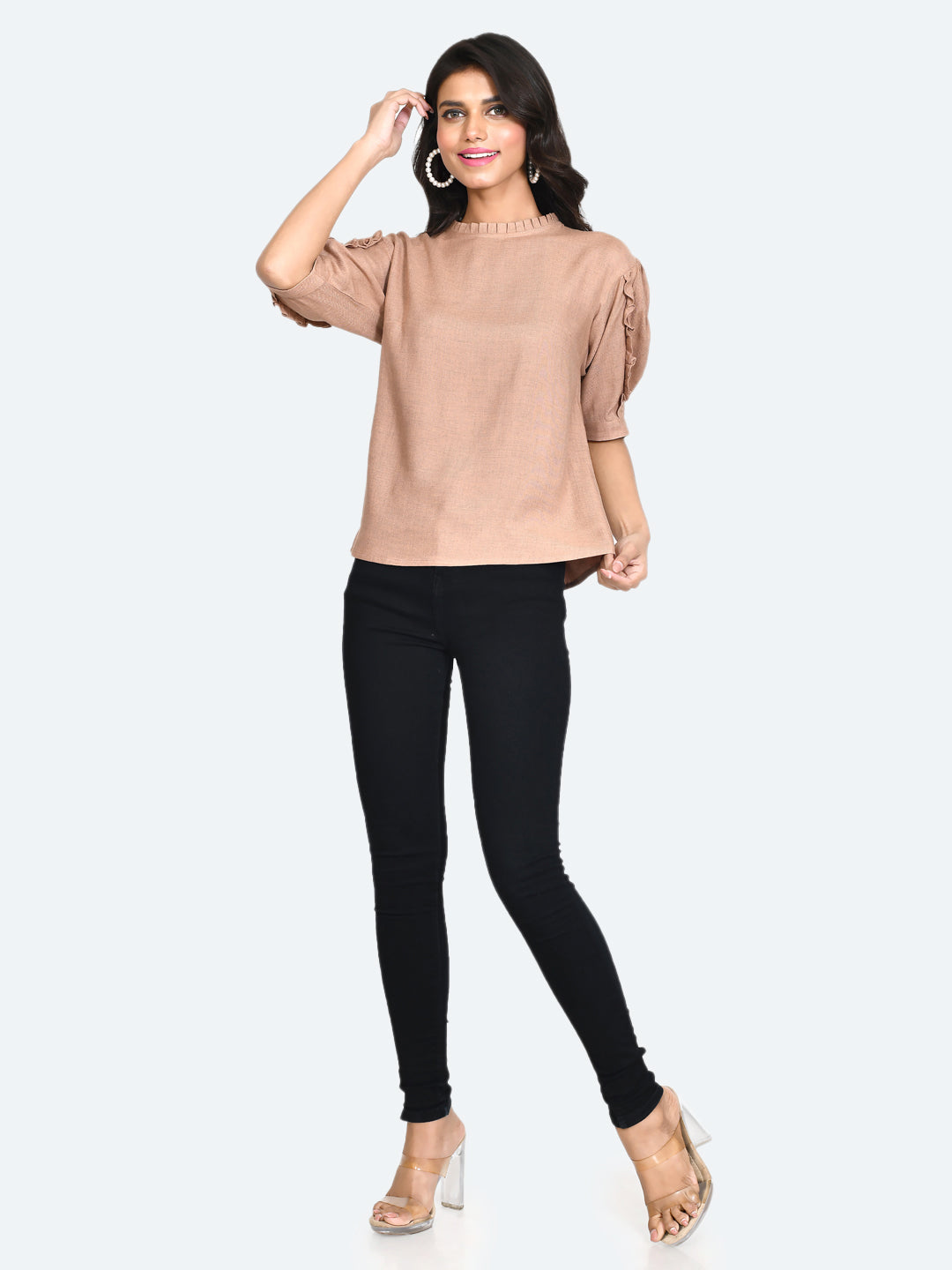 Brown Solid Regular Top