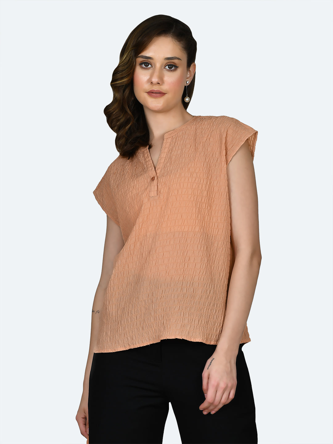Peach Self Design Top