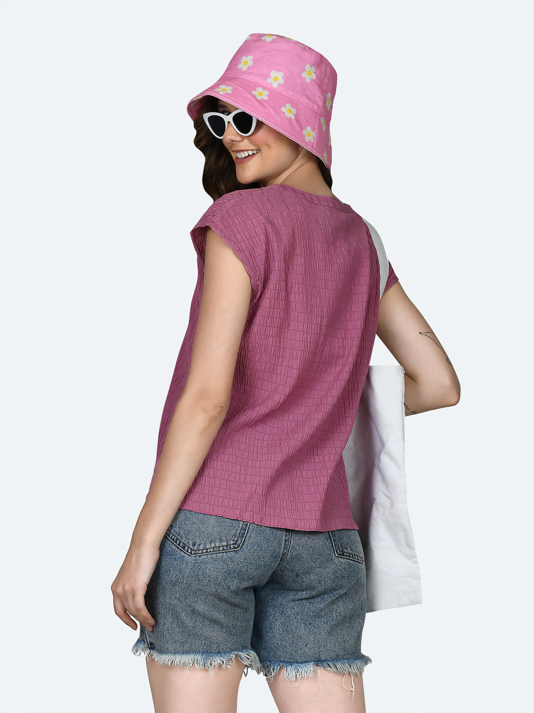 Pink Self Design Top