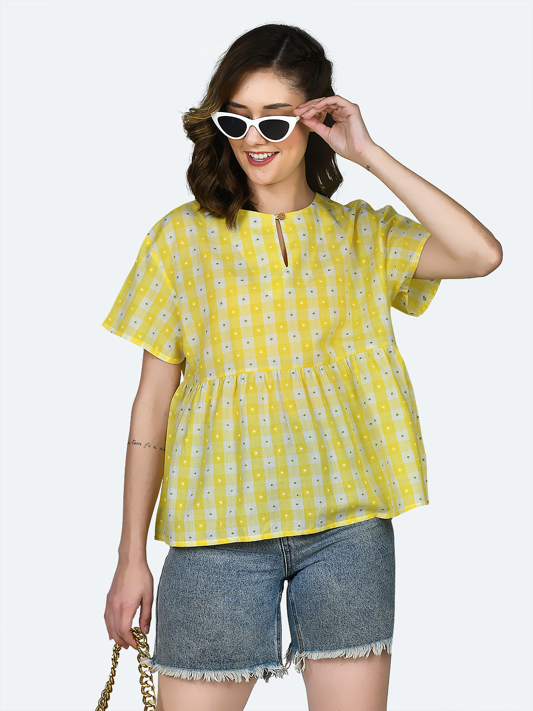 Multicolored Checked Top