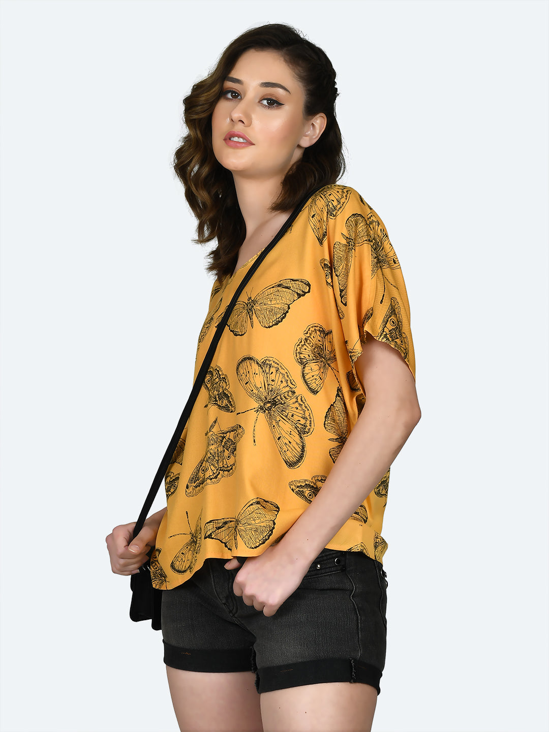 Yellow Printed Oversized Top