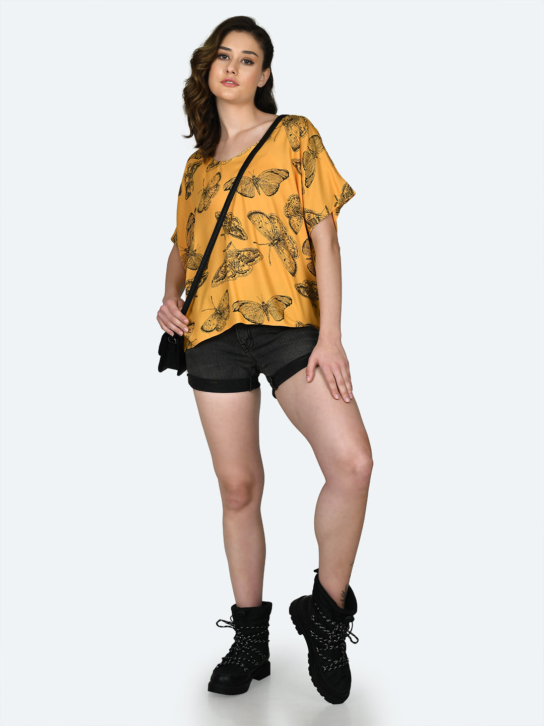 Yellow Printed Oversized Top