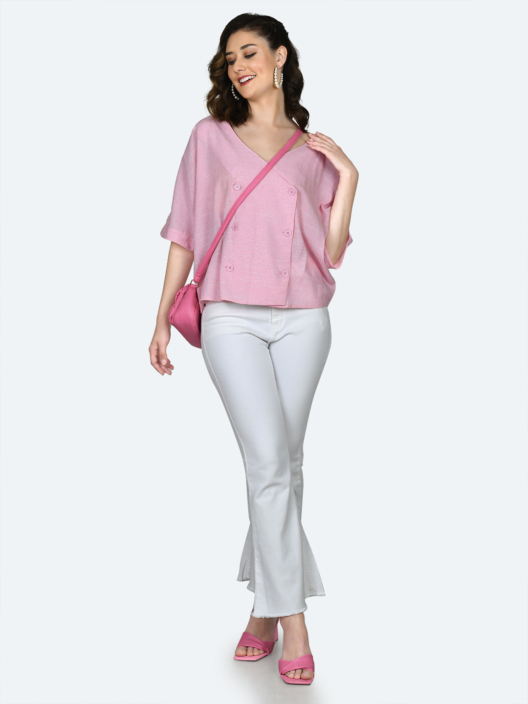 Pink Solid Wrap Top