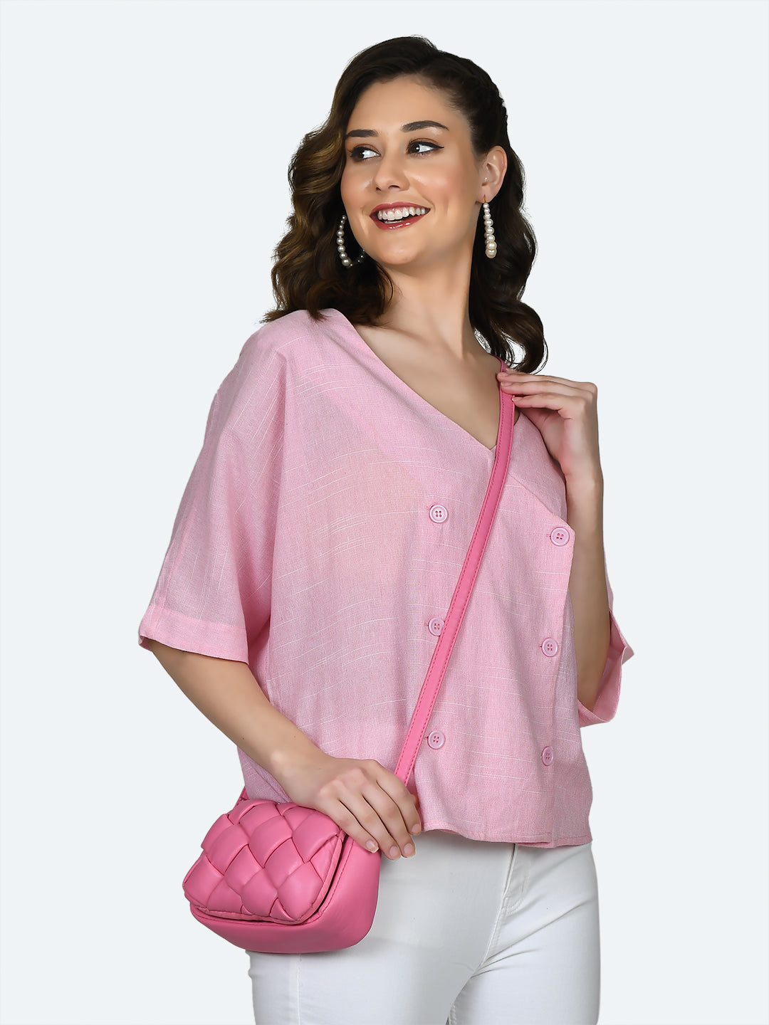Pink Solid Wrap Top