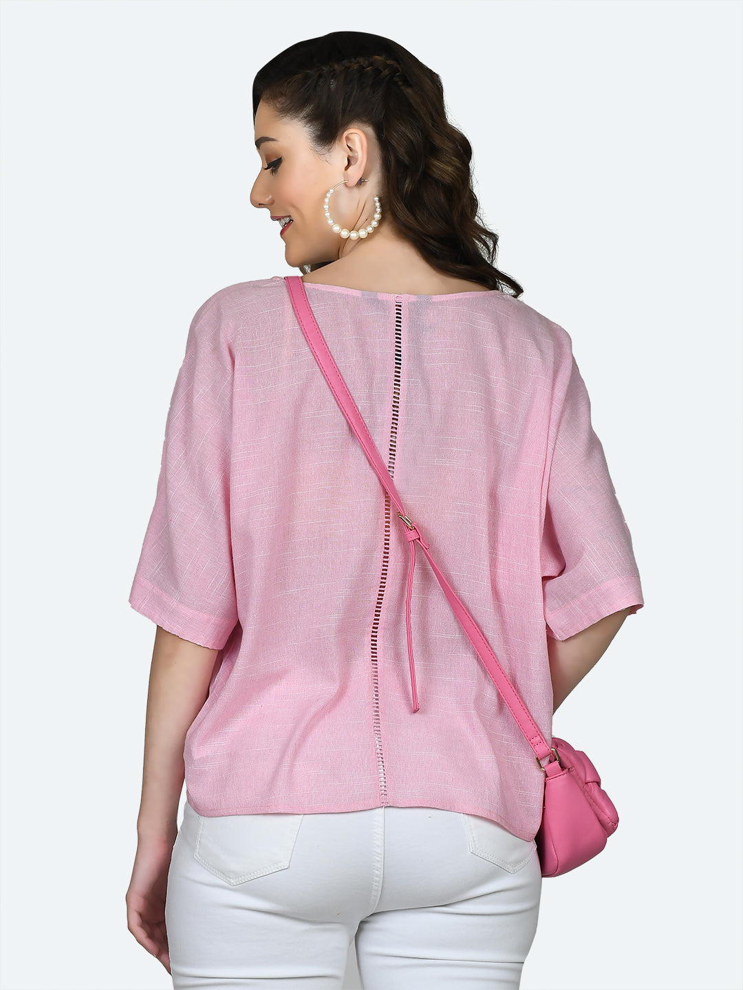 Pink Solid Wrap Top