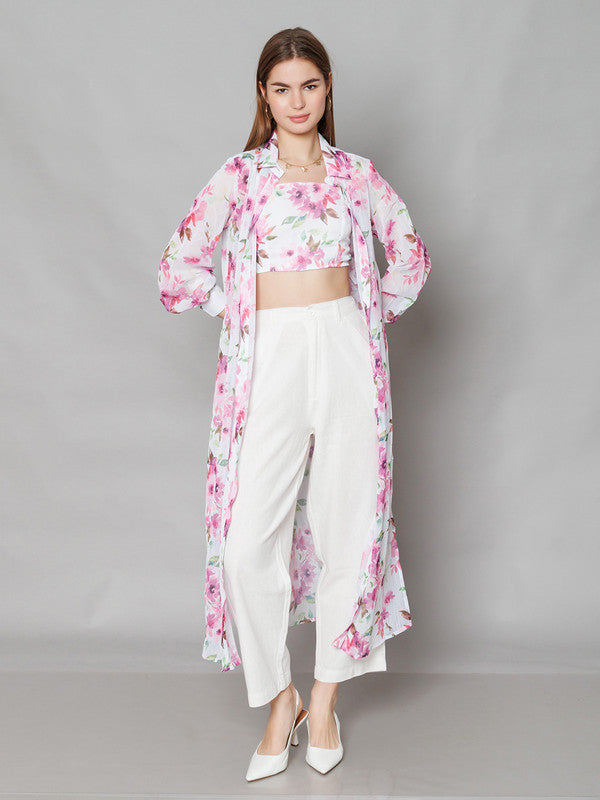 White Printed Straight Fit Co-Ord Set-1