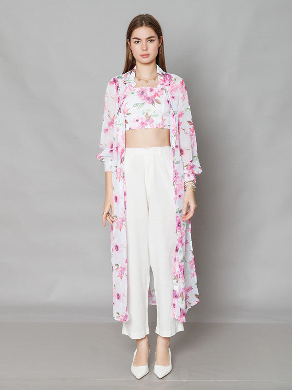 White Printed Straight Fit Co-Ord Set-2