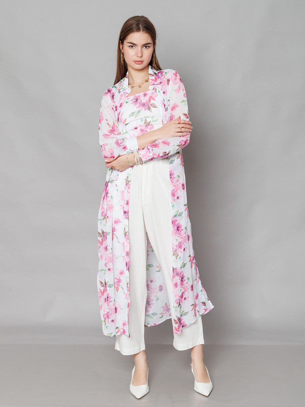 White Printed Straight Fit Co-Ord Set-5