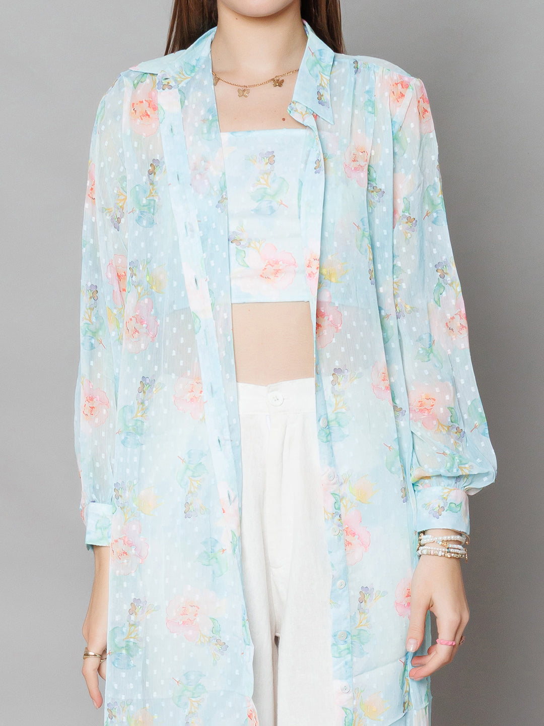 Blue Printed Straight Fit Co-Ord Set