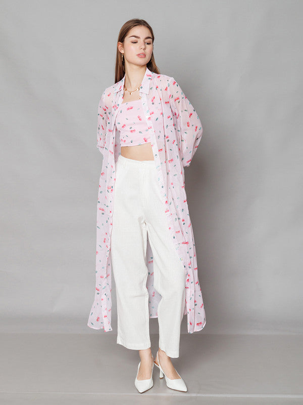 Pink Printed Straight Fit Co-Ord Set-1