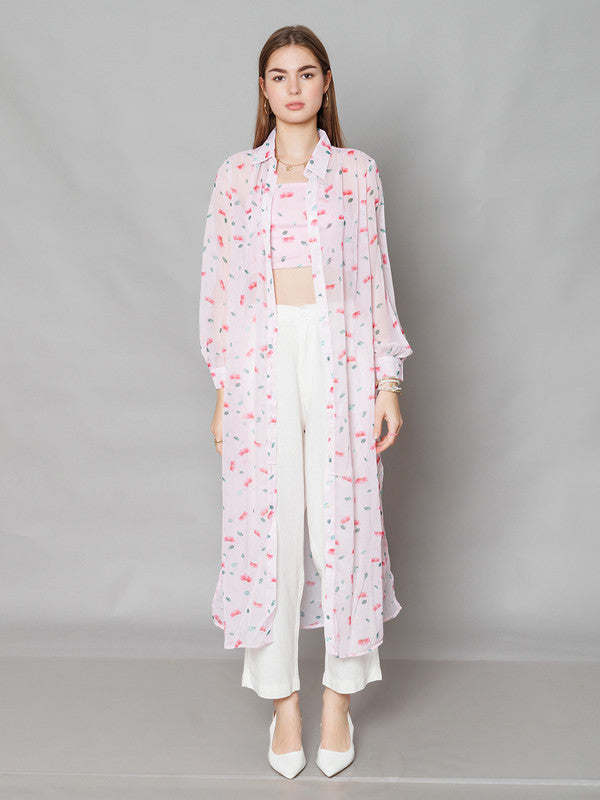 Pink Printed Straight Fit Co-Ord Set-2