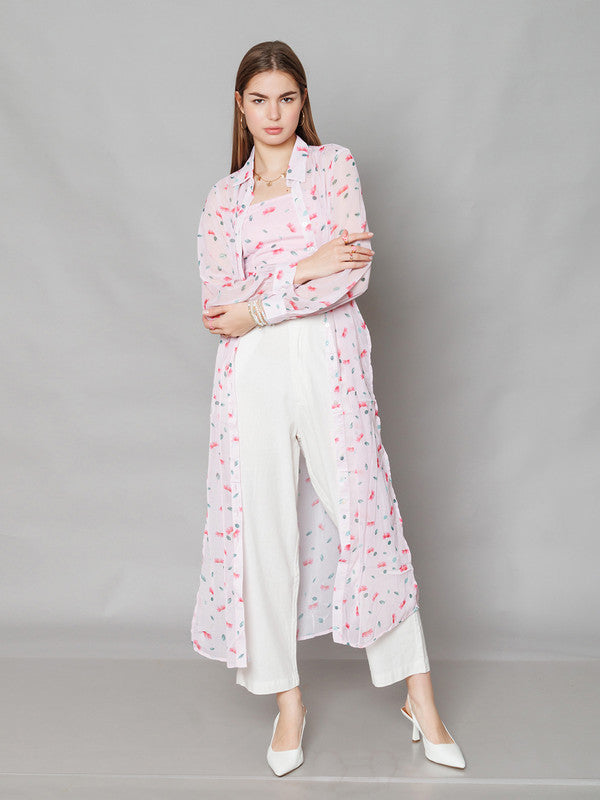 Pink Printed Straight Fit Co-Ord Set-5