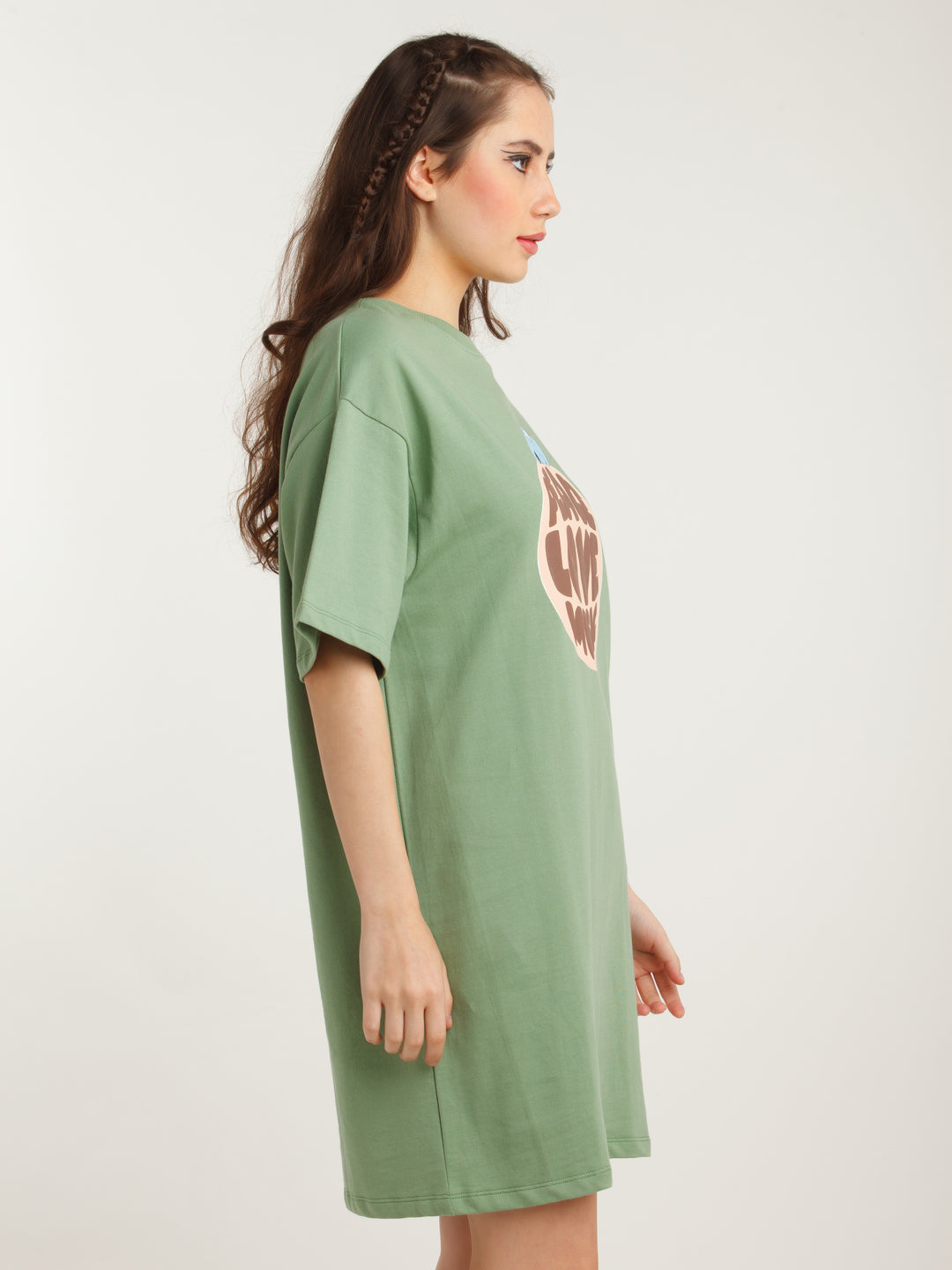 Green Solid Shirt Dress