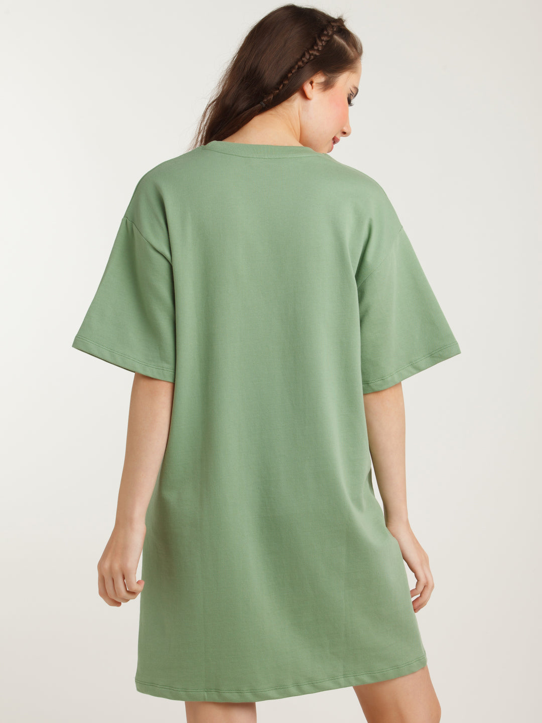 Green Solid Shirt Dress