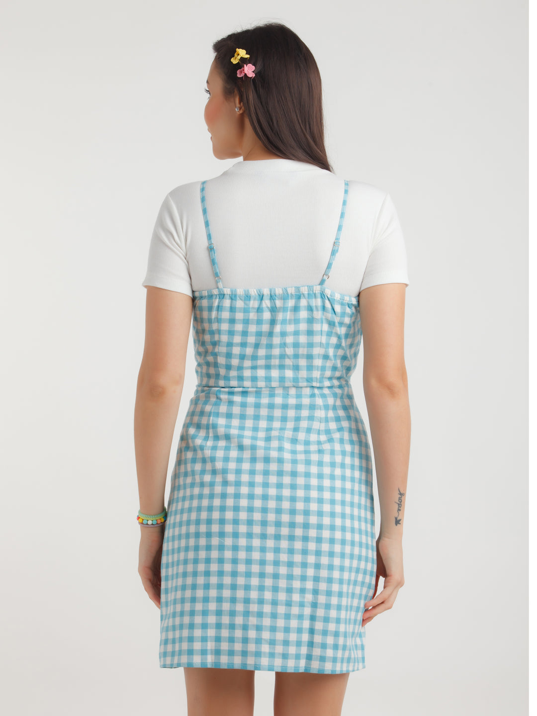 Blue Checked Mini Dress