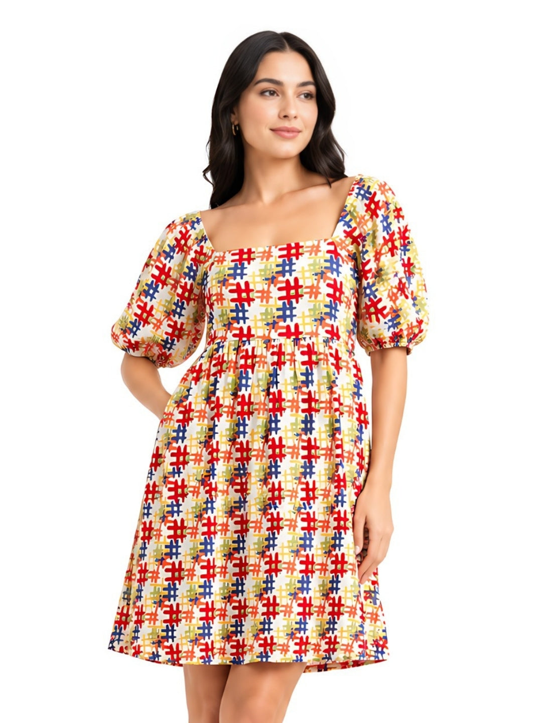 Multi Color Printed Mini Dress