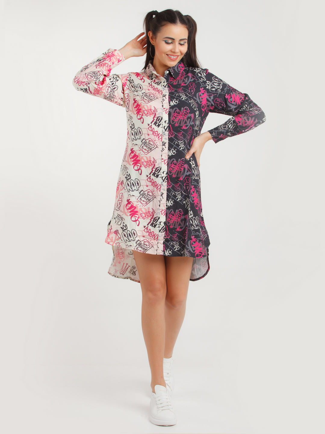 Multicolor Printed Shirt Dress