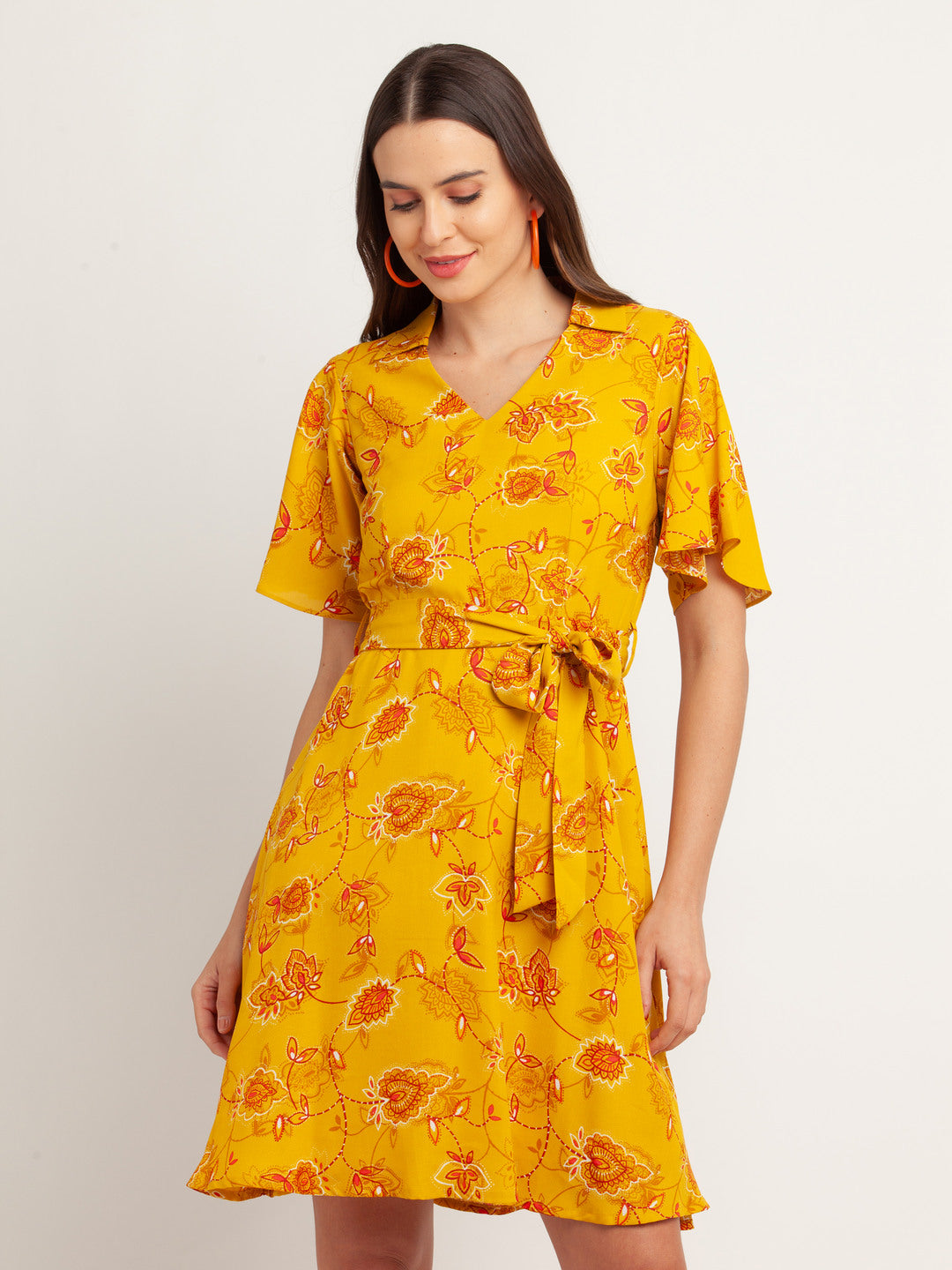 Yellow Printed Shirt Dress