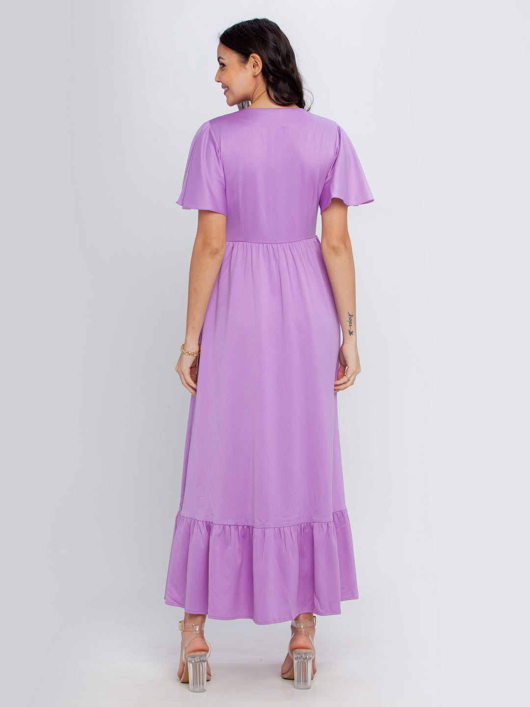 Purple Solid Maxi Dress