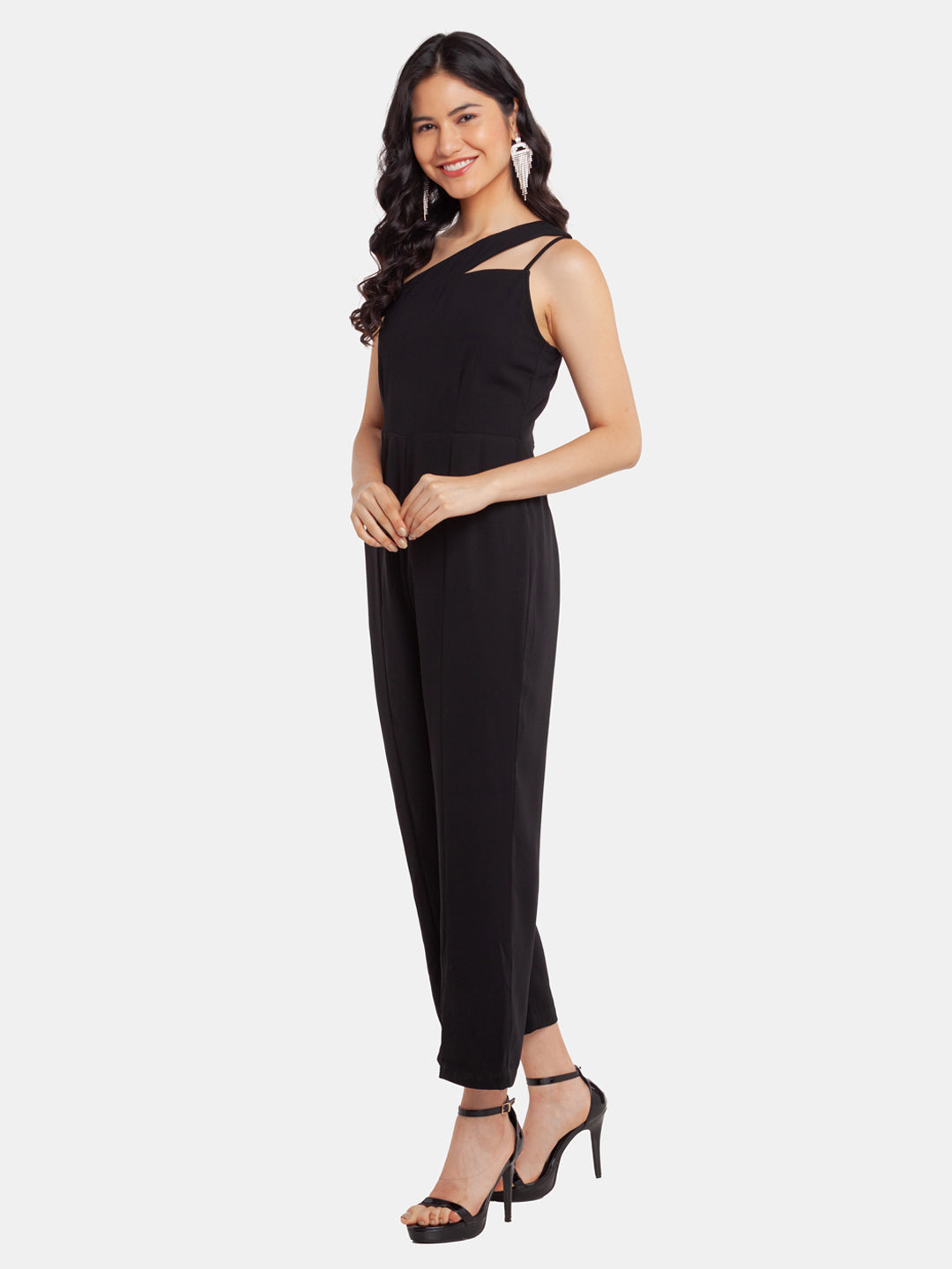 Black Solid Cutout Jumpsuit