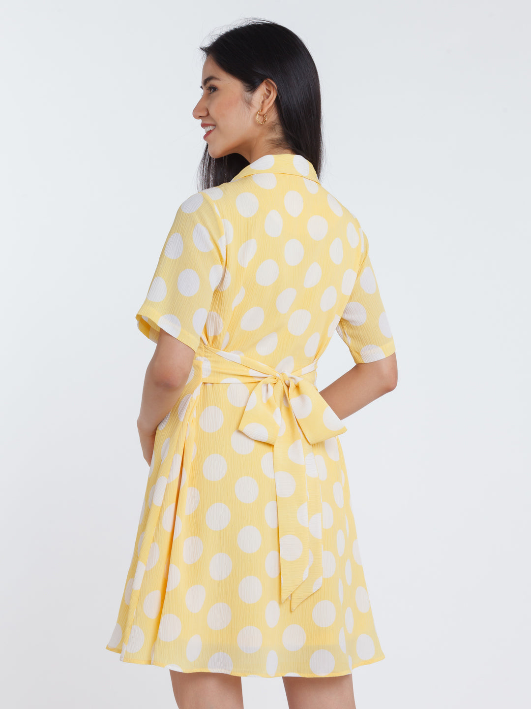 Yellow Polka Shirt Dress