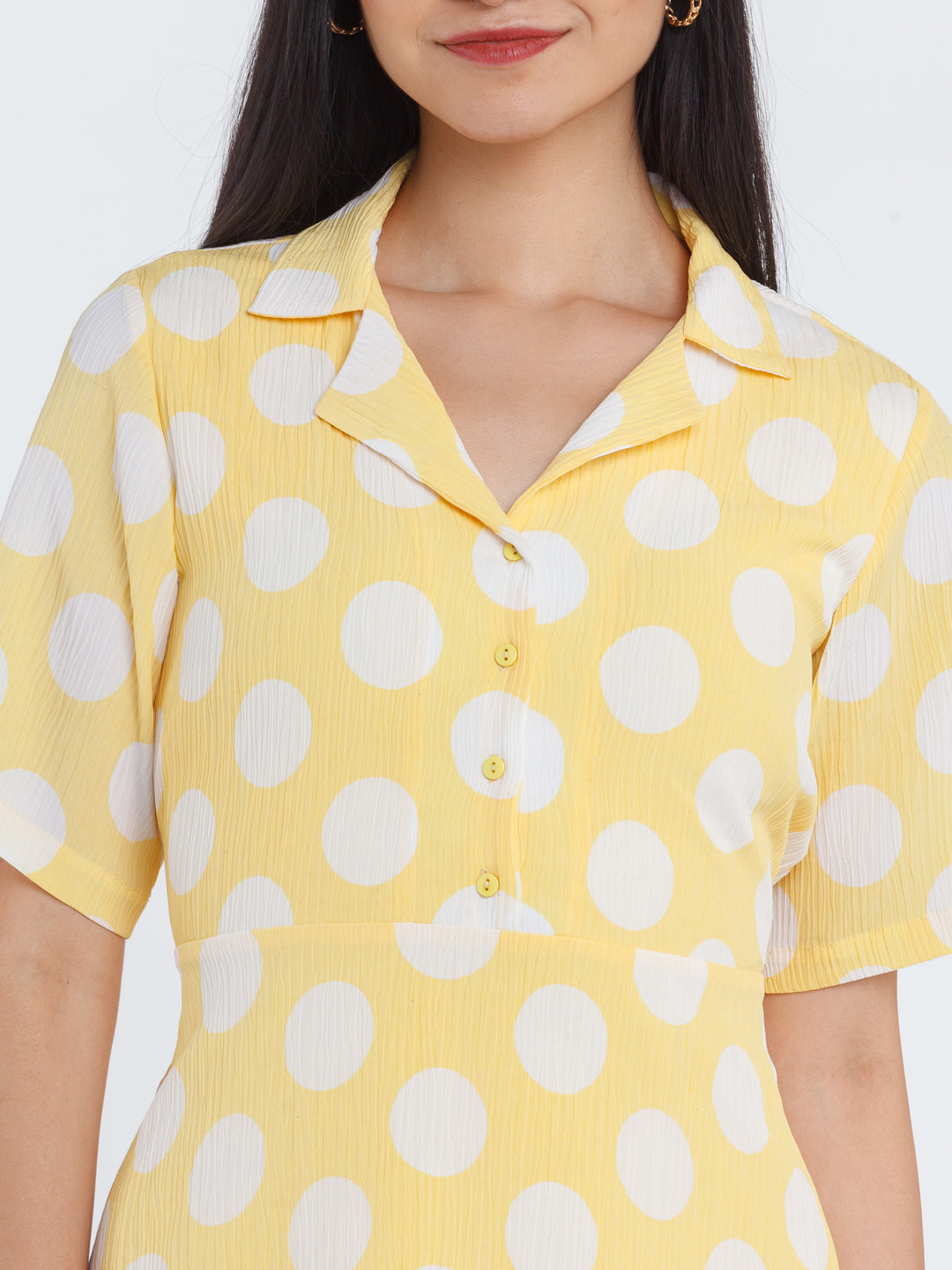 Yellow Polka Shirt Dress