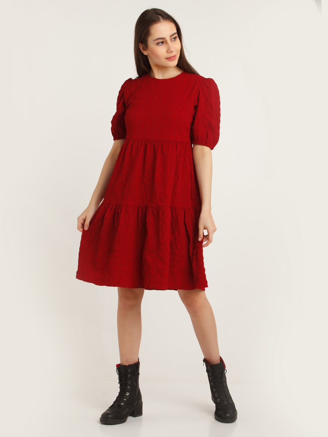 Red Tiered Short Dress