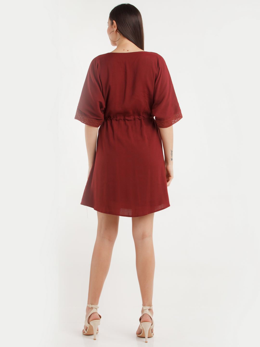 Maroon Solid Mini Dress