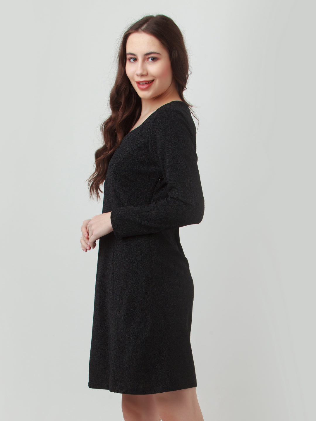 Black Solid Fitted Short Dress