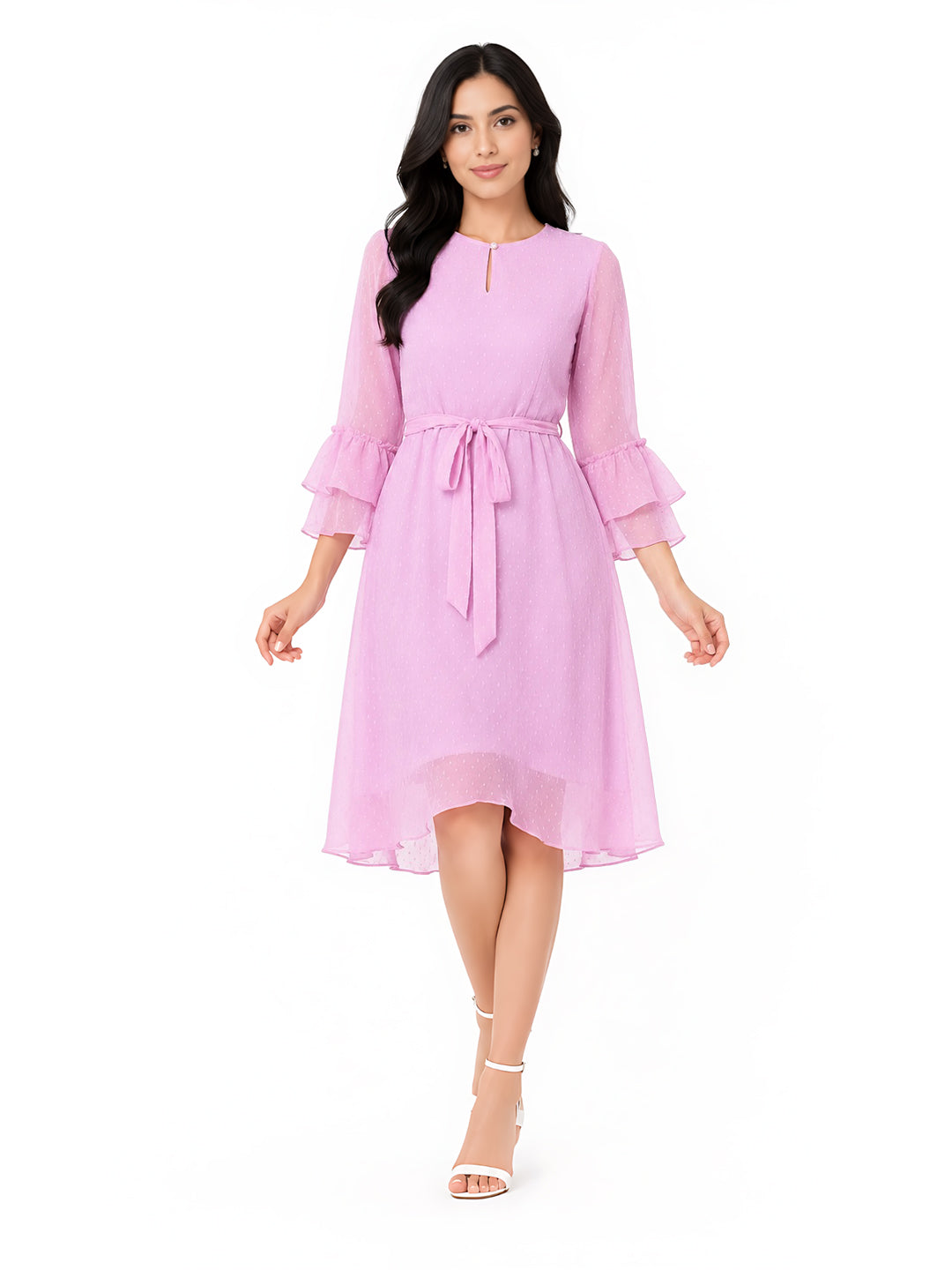 Pink Solid A-Line Short Dress
