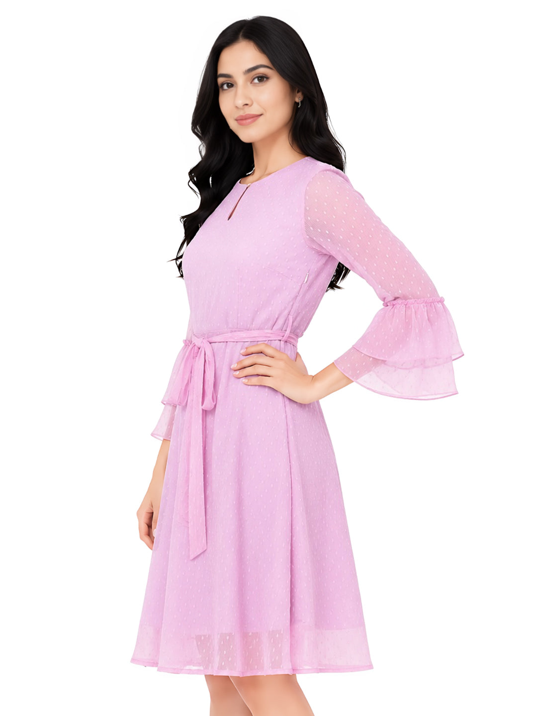 Pink Solid A-Line Short Dress
