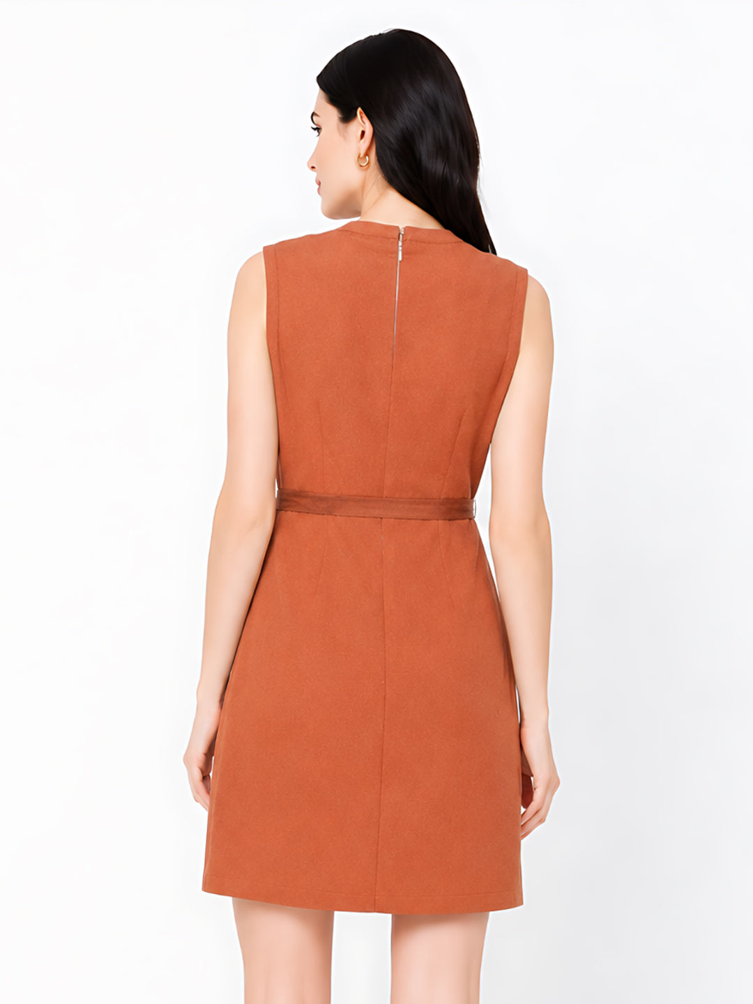 Wine Self Design Flared Short Dress