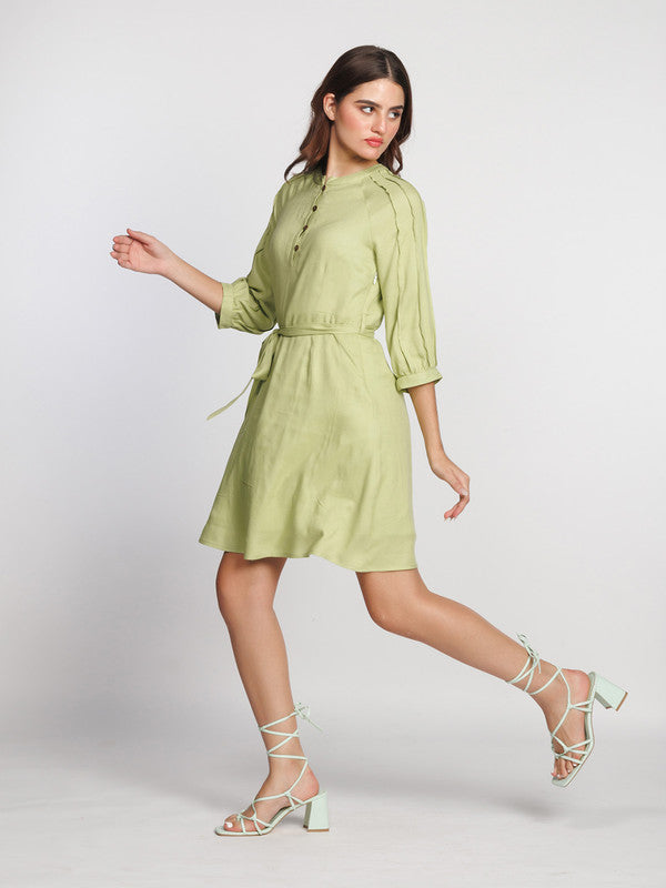 Green-Solid-Above-Knee-Dress-1