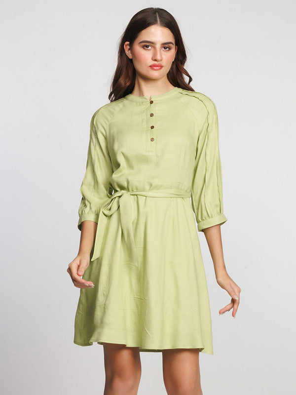 Green-Solid-Above-Knee-Dress-2